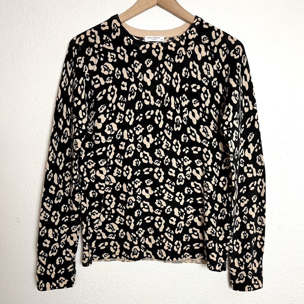 Equipment Femme Cashmere Leopard print pullover sweater size Small